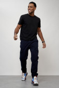 Купить Джинсы карго мужские с накладными карманами темно-синего цвета 2403-1TS, фото 9