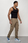 Купить Джинсы карго мужские с накладными карманами бежевого цвета 2404B, фото 3