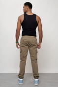 Купить Джинсы карго мужские с накладными карманами бежевого цвета 2404B, фото 4