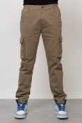 Купить Джинсы карго мужские с накладными карманами бежевого цвета 2404B, фото 5