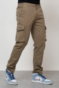 Купить Джинсы карго мужские с накладными карманами бежевого цвета 2404B, фото 7