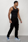 Купить Джинсы карго мужские с накладными карманами черного цвета 2404Ch, фото 2