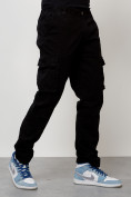 Купить Джинсы карго мужские с накладными карманами черного цвета 2404Ch, фото 6
