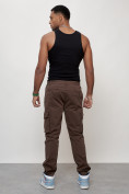 Купить Джинсы карго мужские с накладными карманами коричневого цвета 2404K, фото 9