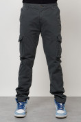 Купить Джинсы карго мужские с накладными карманами темно-серого цвета 2404TC, фото 2