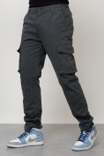 Купить Джинсы карго мужские с накладными карманами темно-серого цвета 2404TC, фото 3