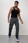 Купить Джинсы карго мужские с накладными карманами темно-серого цвета 2404TC, фото 6