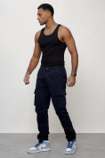Купить Джинсы карго мужские с накладными карманами темно-синего цвета 2404TS, фото 2