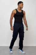 Купить Джинсы карго мужские с накладными карманами темно-синего цвета 2404TS, фото 3