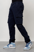 Купить Джинсы карго мужские с накладными карманами темно-синего цвета 2404TS, фото 4