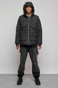 Купить Куртка - жилетка трансформер 2 в 1 мужская зимняя черного цвета 2409Ch, фото 18
