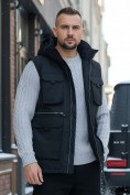 Купить Куртка - жилетка трансформер 2 в 1 мужская зимняя черного цвета 2409Ch, фото 3