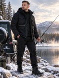 Купить Куртка - жилетка трансформер 2 в 1 мужская зимняя черного цвета 2409Ch, фото 3