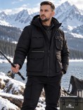 Купить Куртка - жилетка трансформер 2 в 1 мужская зимняя черного цвета 2409Ch, фото 2