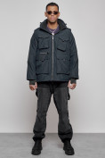 Купить Куртка - жилетка трансформер 2 в 1 мужская зимняя темно-синего цвета 2409TS