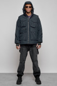 Купить Куртка - жилетка трансформер 2 в 1 мужская зимняя темно-синего цвета 2409TS, фото 4