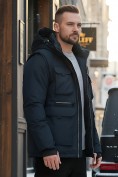 Купить Куртка - жилетка трансформер 2 в 1 мужская зимняя темно-синего цвета 2409TS, фото 4