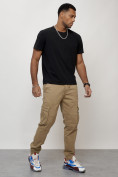 Купить Джинсы карго мужские с накладными карманами бежевого цвета 2413B, фото 11