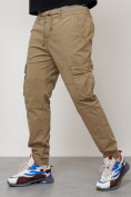 Купить Джинсы карго мужские с накладными карманами бежевого цвета 2413B, фото 2