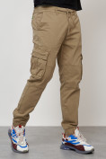 Купить Джинсы карго мужские с накладными карманами бежевого цвета 2413B, фото 3