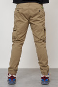 Купить Джинсы карго мужские с накладными карманами бежевого цвета 2413B, фото 4