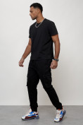 Купить Джинсы карго мужские с накладными карманами черного цвета 2413Ch, фото 10