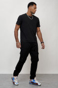 Купить Джинсы карго мужские с накладными карманами черного цвета 2413Ch, фото 11
