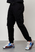 Купить Джинсы карго мужские с накладными карманами черного цвета 2413Ch, фото 2