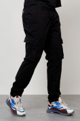 Купить Джинсы карго мужские с накладными карманами черного цвета 2413Ch, фото 3
