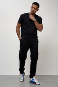 Купить Джинсы карго мужские с накладными карманами черного цвета 2413Ch, фото 5