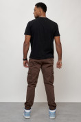 Купить Джинсы карго мужские с накладными карманами коричневого цвета 2413K, фото 4
