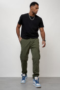 Купить Джинсы карго мужские с накладными карманами цвета хаки 2413Kh, фото 11
