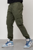 Купить Джинсы карго мужские с накладными карманами цвета хаки 2413Kh, фото 4