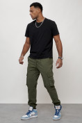 Купить Джинсы карго мужские с накладными карманами цвета хаки 2413Kh, фото 8