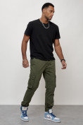 Купить Джинсы карго мужские с накладными карманами цвета хаки 2413Kh, фото 9