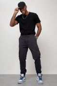 Купить Джинсы карго мужские с накладными карманами темно-серого цвета 2413TC, фото 10