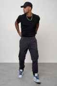 Купить Джинсы карго мужские с накладными карманами темно-серого цвета 2413TC, фото 11