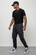 Купить Джинсы карго мужские с накладными карманами темно-серого цвета 2413TC, фото 2