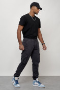 Купить Джинсы карго мужские с накладными карманами темно-серого цвета 2413TC, фото 3