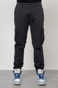 Купить Джинсы карго мужские с накладными карманами темно-серого цвета 2413TC, фото 5