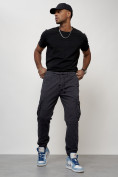 Купить Джинсы карго мужские с накладными карманами темно-серого цвета 2413TC, фото 9
