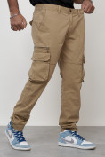 Купить Джинсы карго мужские большого размера бежевого цвета 2416B, фото 3