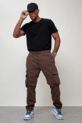 Купить Джинсы карго мужские большого размера коричневого цвета 2416K, фото 10