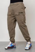 Купить Джинсы карго мужские с накладными карманами бежевого цвета 2417B, фото 2