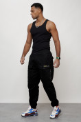 Купить Джинсы карго мужские с накладными карманами черного цвета 2417Ch, фото 2