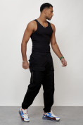 Купить Джинсы карго мужские с накладными карманами черного цвета 2417Ch, фото 3