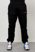 Купить Джинсы карго мужские с накладными карманами черного цвета 2417Ch, фото 5