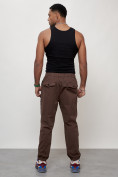 Купить Джинсы карго мужские с накладными карманами коричневого цвета 2417K, фото 10