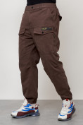 Купить Джинсы карго мужские с накладными карманами коричневого цвета 2417K, фото 2