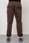 Купить Джинсы карго мужские с накладными карманами коричневого цвета 2417K, фото 4